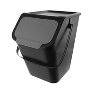 koš na třídění odpadu 25l,  37.5x25x38, plast černý/šedý