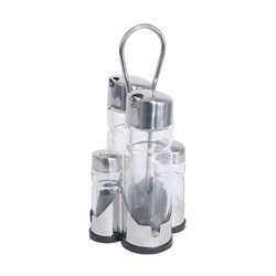 menážka 4dílná nerez (sůl, pepř, olej, ocet)